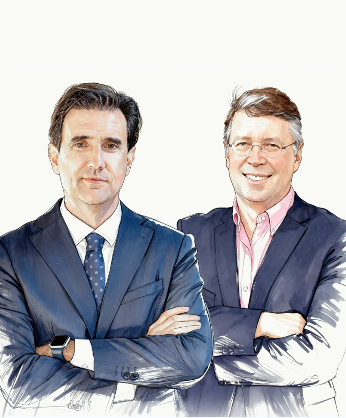 Illustratie van César Mariel, oprichter, en André Kingham, president van Iristrace
