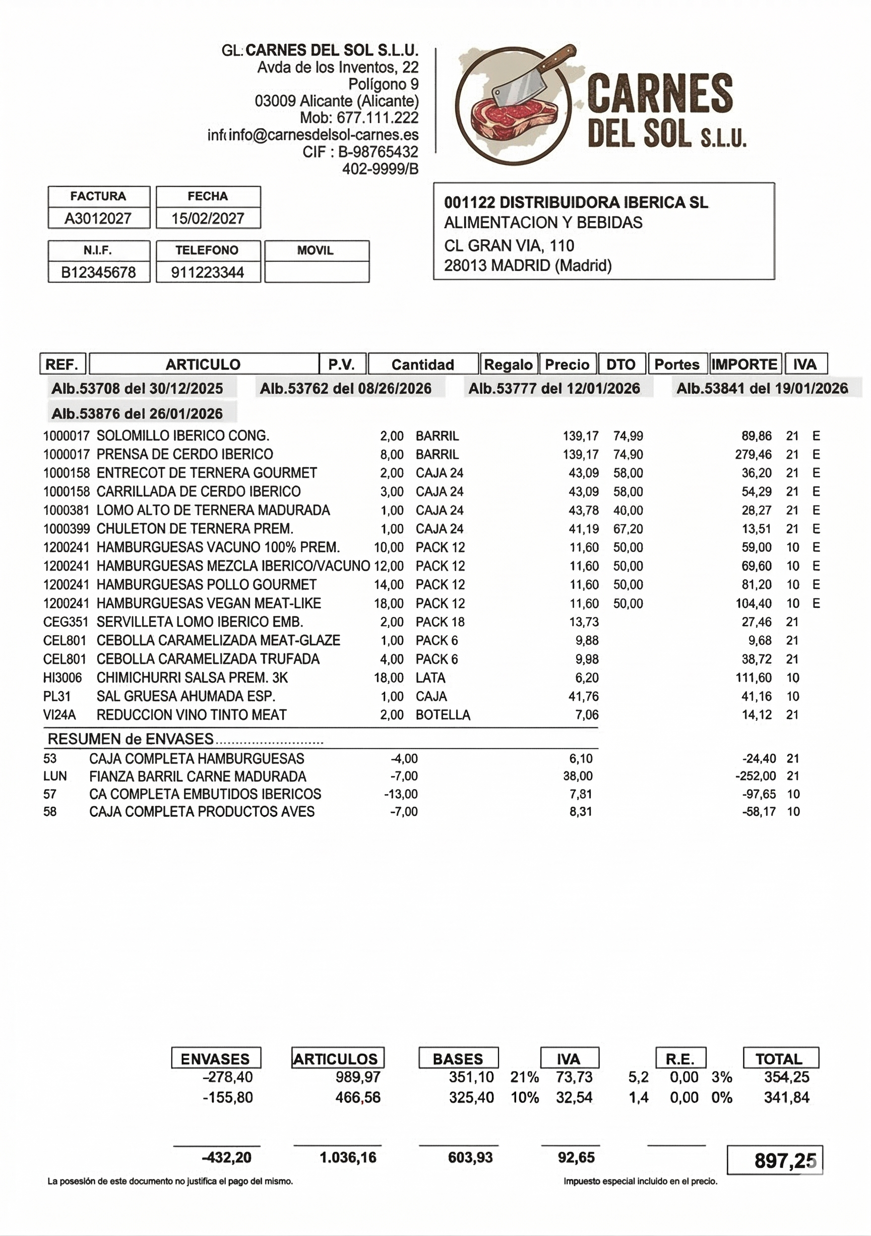 Vista previa de factura
