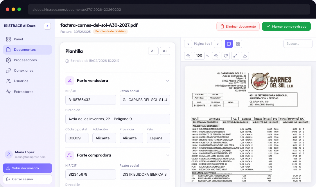 IRISTRACE AI Docs — Vista de la aplicación