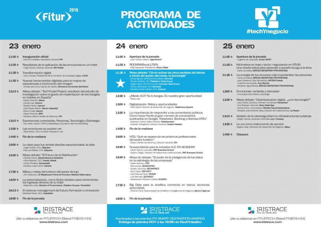 programa FITUR 2019 Iristrace